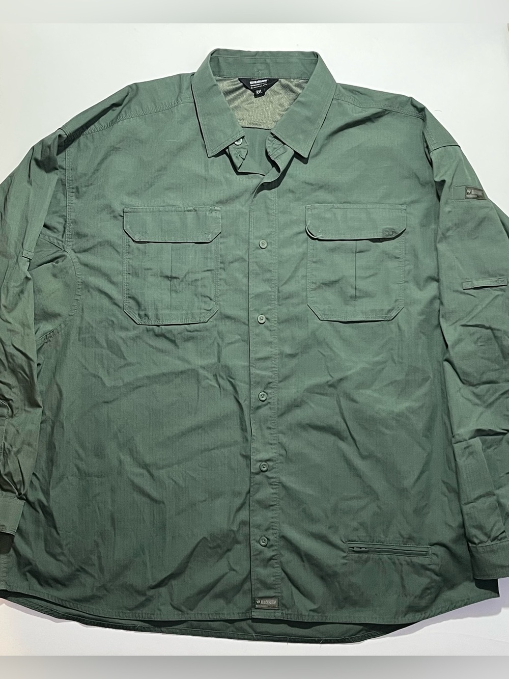 Men’s Blackhawk! Long Sleeve Button Down Ripstop Shirt, Size 3XL, Green